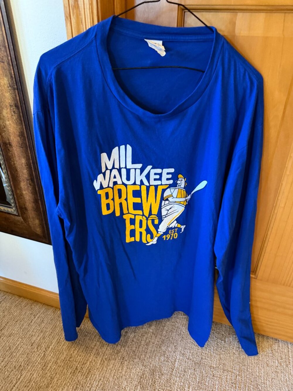 Brewers Barrelman Long Sleeve Blue Tee XL